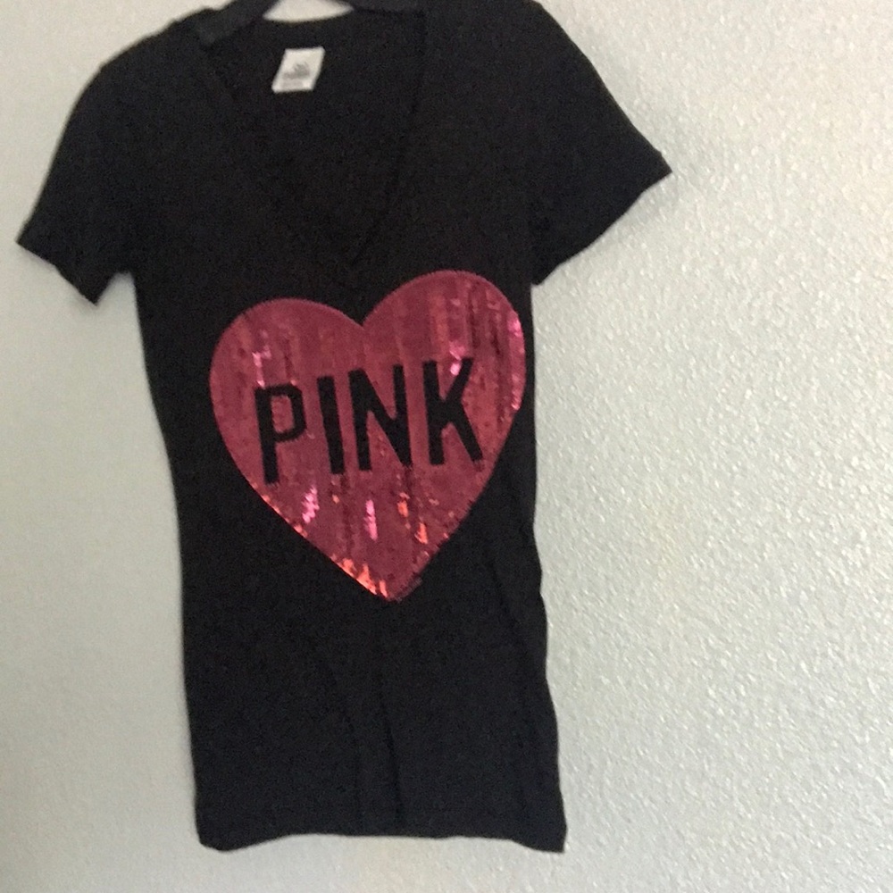 Victoria’s Secret v neck sequin heart tee shirt